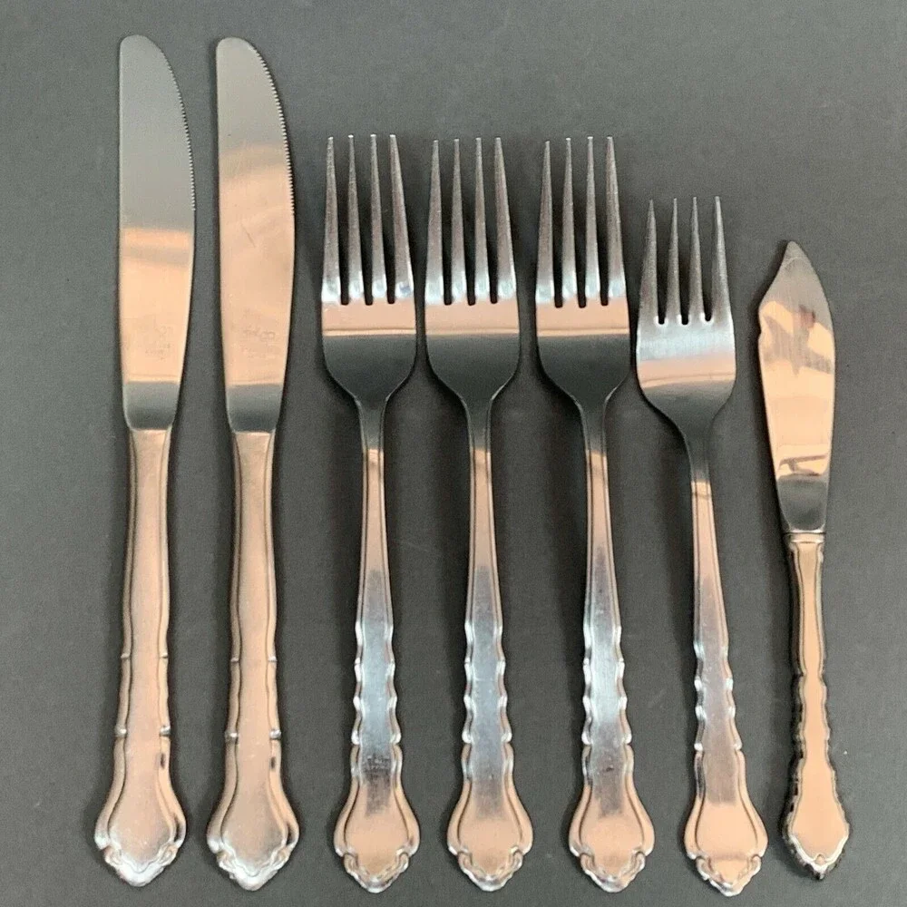 Ginkgo Caprice Stainless Steel Knives Forks Lot of 7 Japan